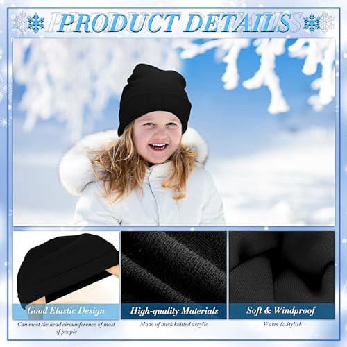 Image of Handepo 60Pcs Kids Winter Beanie and Gloves Bulk Knit Hats Gloves Warm Unisex Cold Weather Winter Gifts for Boy Girl Homeless