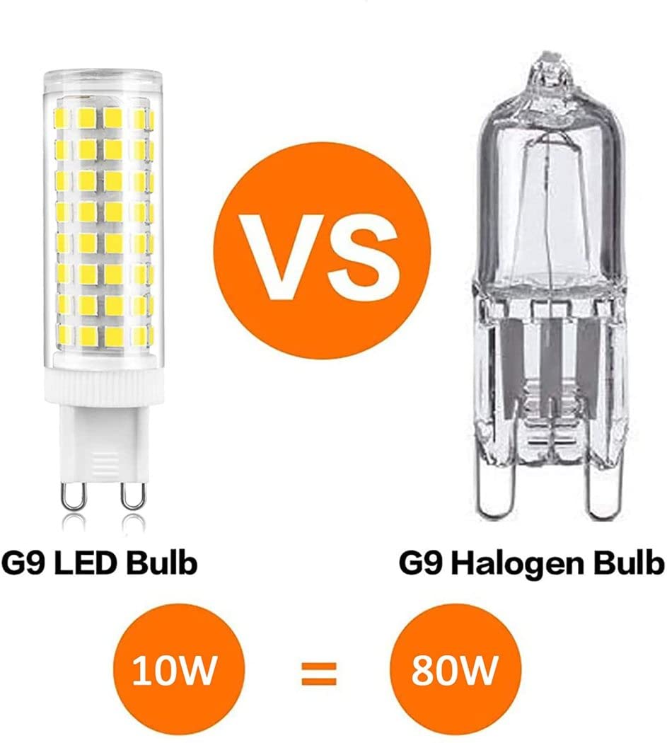 G9 Bombillas LED, Bombillas LED de araña de 10 W 102 cuentas de lámpara 1000 lm AC 220 V (equivalente a halógeno de 80 W), base de pin bi G9 no regulable, ángulo de haz de 360°,Cold white,10 Pack