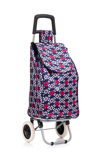 37 Litre Folding Large Lightweight Shopping Trolley, Hard Wearing & Foldaway for Easy Storage, Large Shopping Trolley on 2 Wheels Shopping Cart