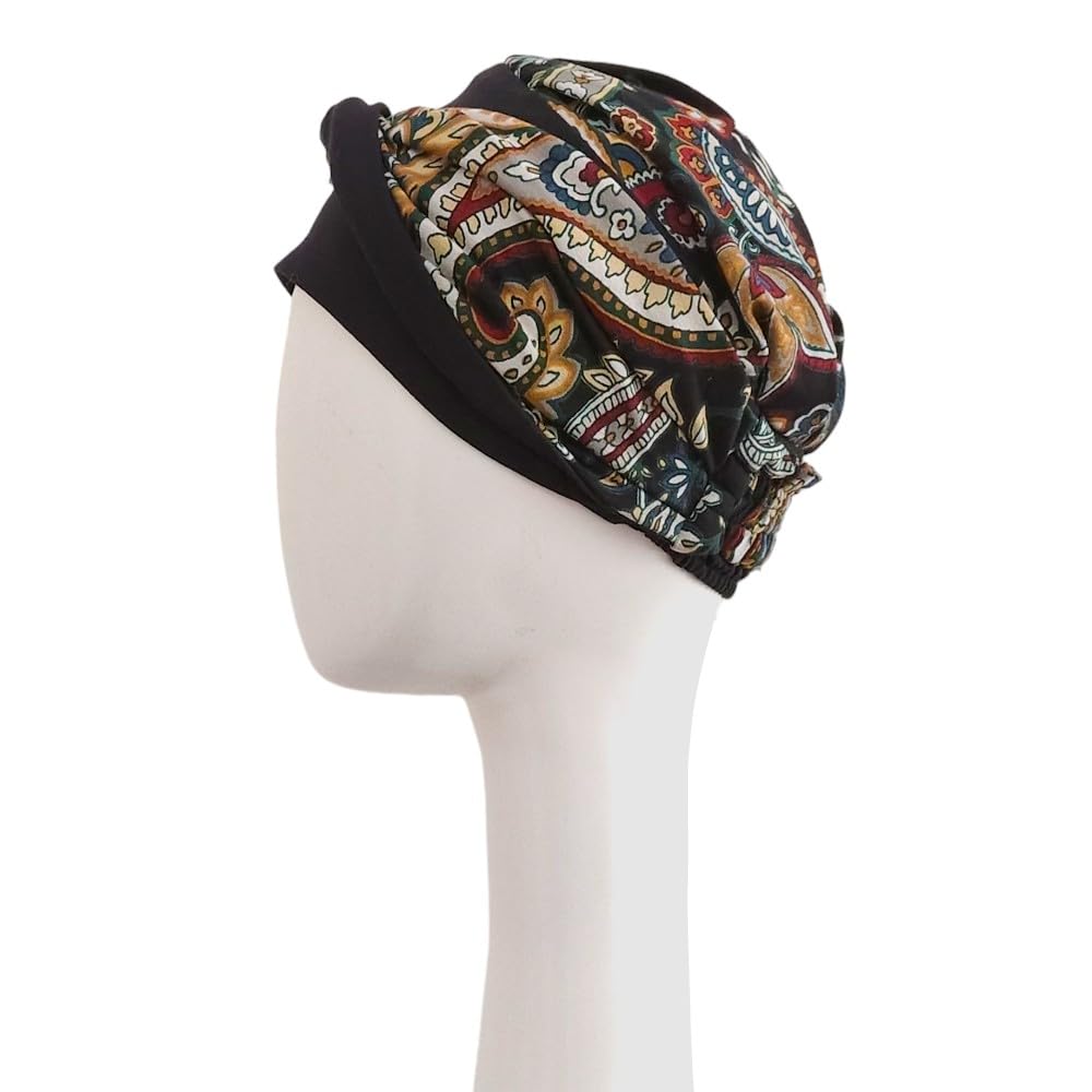 CAREBELL Turbante Elegance Black Cachemira para quimioterapia. Tejido de Algodón. Alopecia y pérdida de Cabello