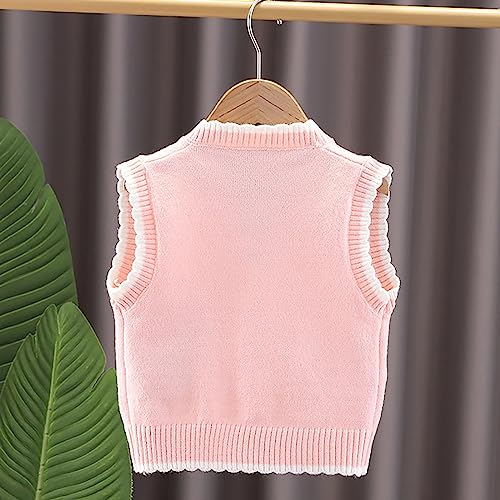 Toddler Baby Girls Floral Knit Sweater Vest Sleeveless Cardigan V Neck Button Down Shirt Flower Embroidered Tank Tops2