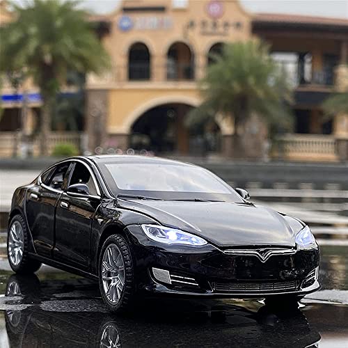 Image of DEUSON ECOM 1:32 Model S Toy Car for Kids Diecast Metal Car for Kids Sound and Light Pull Back Openable Door, Blue