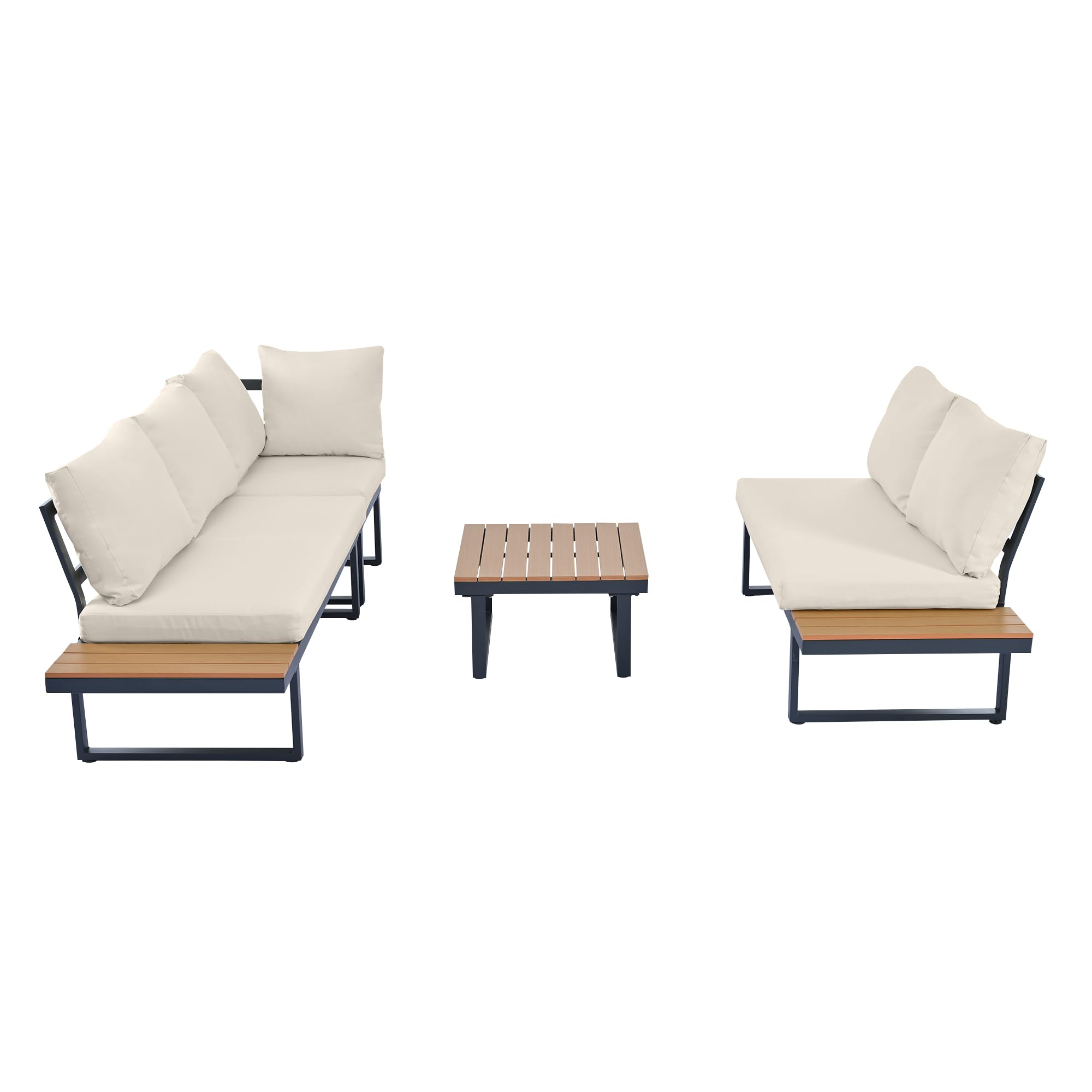 Idemon Set per il tempo libero da giardino, posizione angolare con funzione regolabile (5 livelli regolabili, fino a 55°), tubo in acciaio zincato, piastra in plastica con venature in teak, con