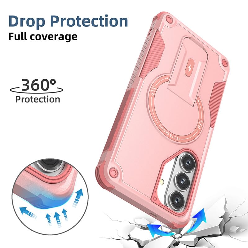 Image of US LITE Back Cover for Samsung Galaxy S26 Plus with Portable Kickstand | MagSafe Compatible Magnetic Case | Shockproof Military Grade Protection | Extreme Protection Phone Cover - Pink