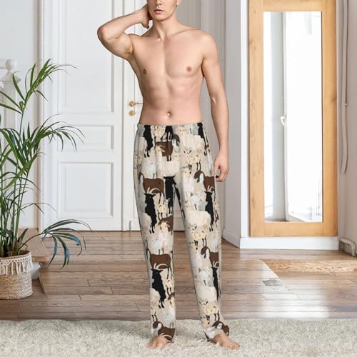 Novastar Mens Pajama Pants Bottoms with Pockets- Painted Cartoon Colorful Cute Goat Soft Men Pj Pants, Comfy Men Lounge Pants2