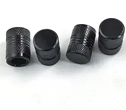 Pacote com 4 tampas de válvula de pneu de liga de alumínio resistentes à corrosão, adequadas para carros, caminhões, motocicletas, SUVs e bicicletas-preto