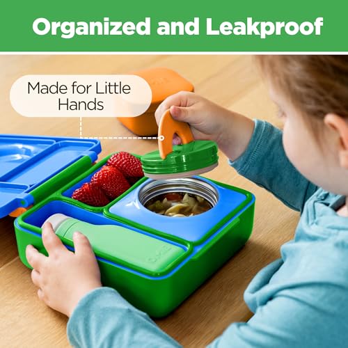 Image of Omie OmieBox Kids Insulated Leakproof Bento Lunch Box with Food Jar (Monster Blue)