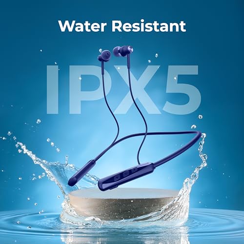 Image of GIZ MN231H Bluetooth Neckband with Magnetic Hall Switch Function | 40H Playtime | HD Voice | Extra Bass | Type-C Charging | Comfortable Fit | Voice Assistant | Magnetic Earpiece (Blue)