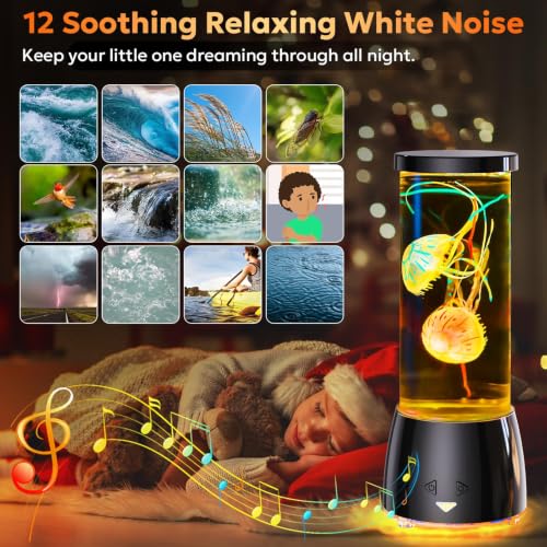 Upgraded Jellyfish Lamp with Speaker, 10 Color Changing Remote Control Jellyfish Night Light, Jelly Fish Light with 2 Lifelike Jellyfish, 12 White Noise Jellyfish Light for Room Decor by Soarling - Used condition - Image 4