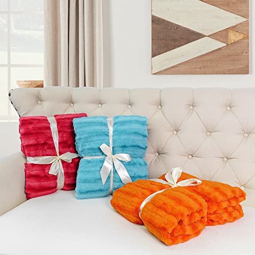Home Soft Things Derby Double Sided Faux Fur Throw Blanket, Burnt Orange, 50'' X 60'', Super Soft Comfy Fluffy Plush Bed Couch Cover For All Year Round Accent Home Decoration #TOP7