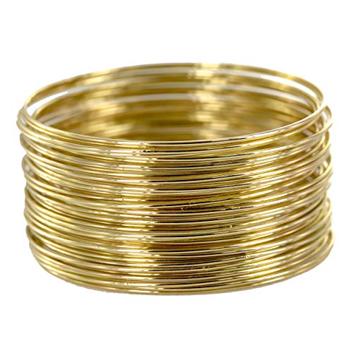 And Lovely Plus Size 14K Gold Textured Bracelet - 18K Gold or Rhodium Plated Thin Wire Bangle Bracelets - Multi Texture Bangles with Crystal Rhinestones for Women for Her