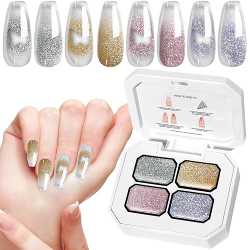 Gel De Pintura Para Uñas - Paleta de 4 Colores de Esmalte de Uñas en Gel,Acabado Degradado, Manicura Duradera para Salón, Bodas, Viajes