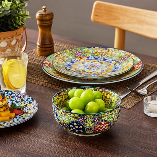 Tafelservice 6 Personen, vancasso SIMI 18tlg Kombiservice aus Porzellan, Geschirr Service mit Speiseteller, Dessertteller und Schalen, Böhmischer Stil Geschirrset