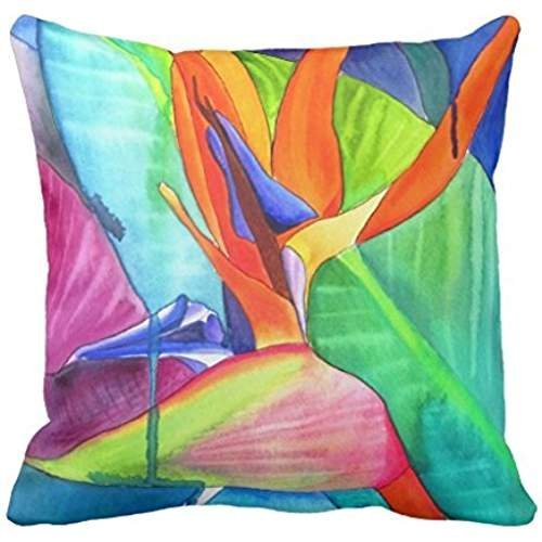 Lsjuee Ave del paraíso Acuarela Arte Moderno de Flores Funda de Almohada 1818