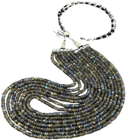 636 Cts Natural 7 Strand Untreated Labradorite Beads Womens Necklace CHIK_NECKLACE-45914