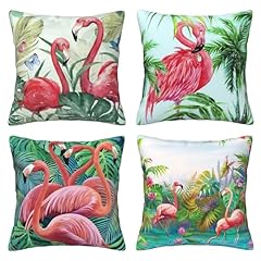 Flamingo Tropical Palm Leaf Throw Pillow