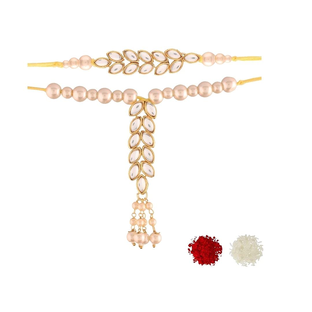 I Jewels Mens Ethnic Pearl Kundan Bhaiya Bhabhi Lumba Rakhi Bracelet Combo Set With Roli Chawal & Rakshabandhan Card (B099934FZ1) Amazon Price History, Amazon Price Tracker