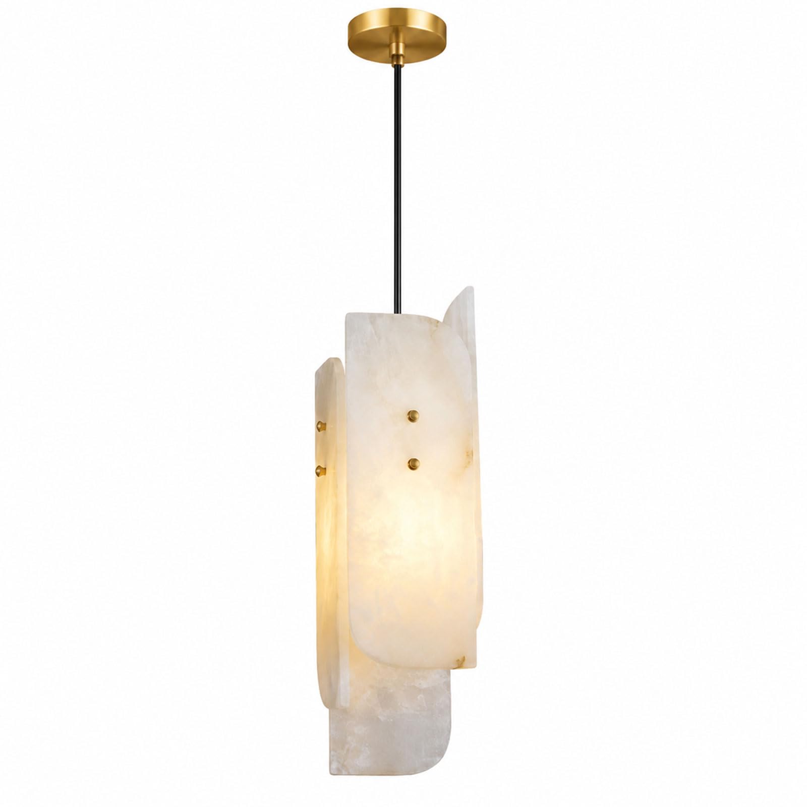 IOEDHW Alabaster Pendant Light Brass Natural Stone Hanging Pendant Lamp E27