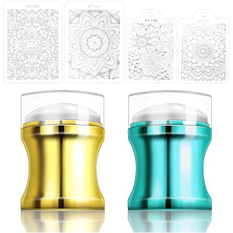 EBANKU 2PCS Silicone Jelly Stamper With 4PCS Scraper, Colored Nail Art Jelly Stamper Nail Art Stamping Stamper for Manicure Tools Cover