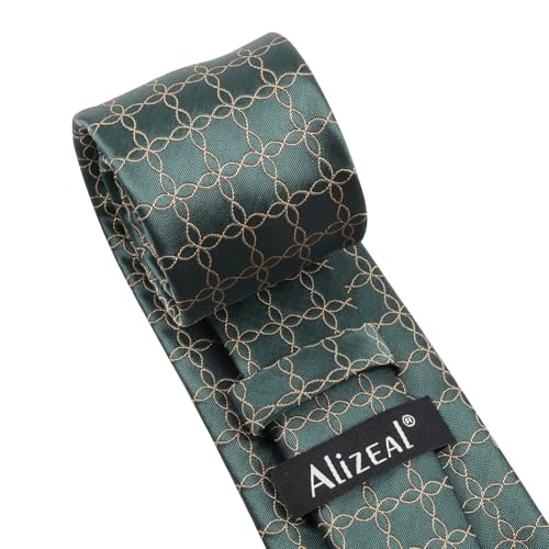 Image of Alizeal Mens Vintage Solid Plaid Tie with Pocket Square 3.15inches Necktie Set