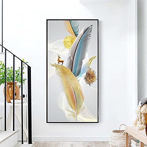 Peinture diamant 5D plumes colorées kit complet point de croix strass 80x160
