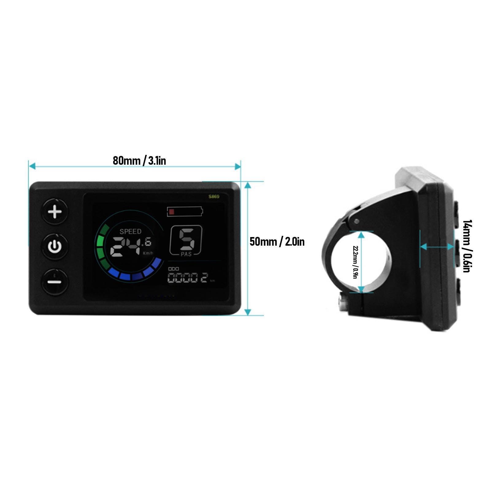 BuyWeek Kit de Contrôleur de Moteur sans Balais pour Scooter Vélo Électrique, 36V 48V 250W 350W 17A 3 Modes Contrôleur d'onde Sinusoidale Panneau d'Affichage LCD Couleur S869 et Accélérateur 130X