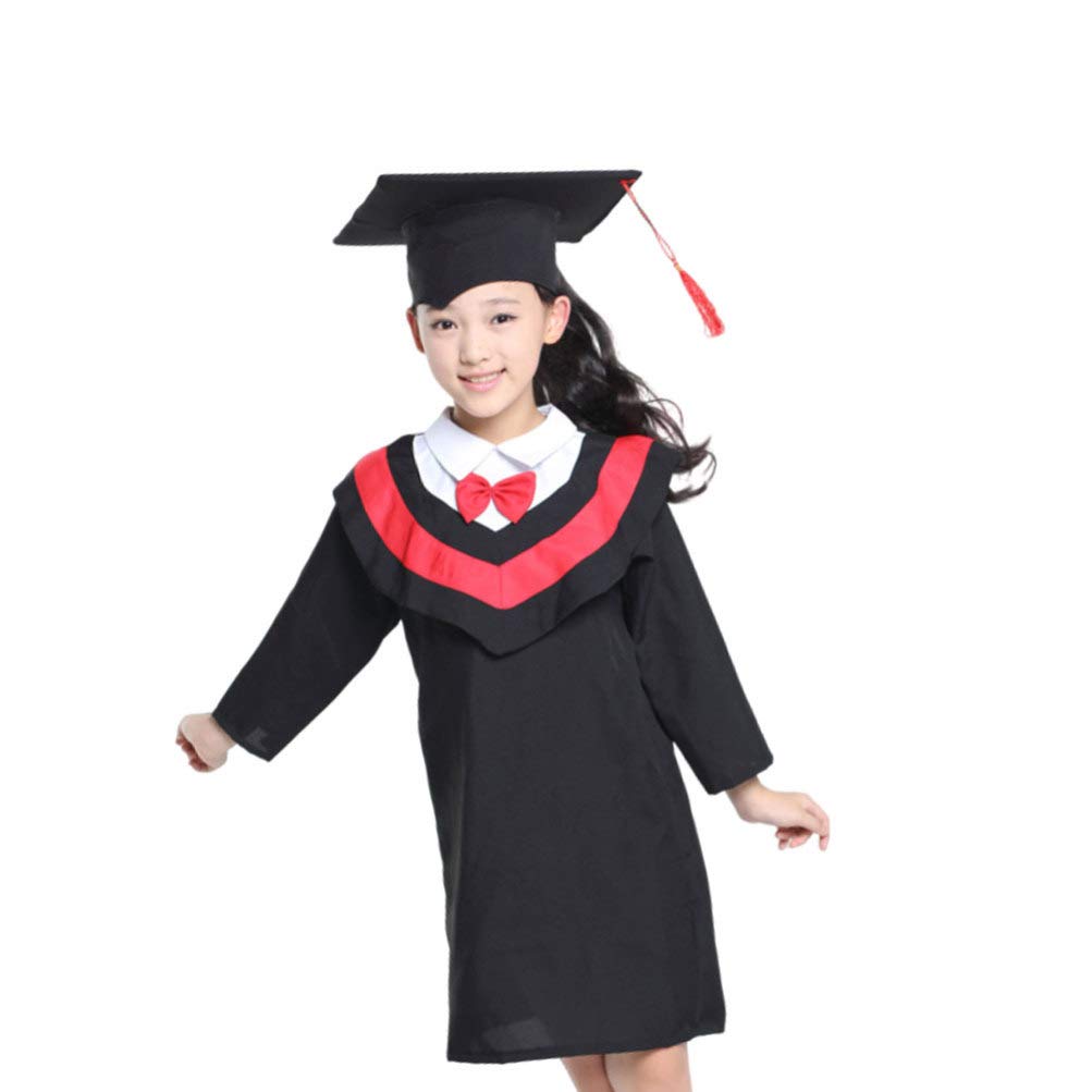 Amosfun Kids Graduation Gown and Cap with Tassel Set for Preschool Kindergarten Ceremony, Toddler Academic Bachelor Costume for Photography (Red, 120cm) - Image 3