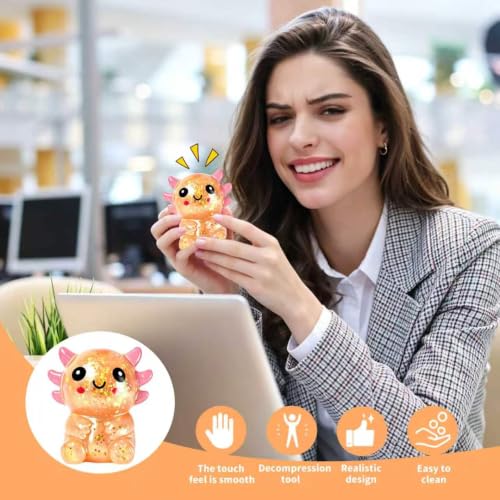 Axolotls Squishies Fidget Stress Ball,Cute Sitting Squishies Axolotls Toy,Stress Ball Squeeze Toys for Stress Relief,Stretchy Squeeze Toys for Birthday Party Gift(Orange) - Image 7