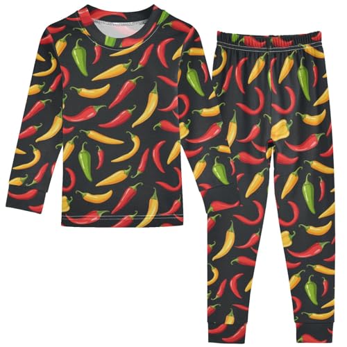 Pigsaly Pajama Set 2 Piece Spicy Vegetables Hot Pepper Chilli Pajama Sets Long Sleeve Pjs Sleepwear 8Y