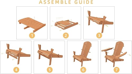 Miniatura 6 de kevinplus Juego de 2 sillas plegables Adirondack para jardín, césped, patio, piscina, color marrón