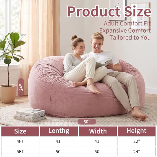 Image of 5 Ft. Bean Bag Chair for Adults, Teens, Kids with Memory Foam Filling