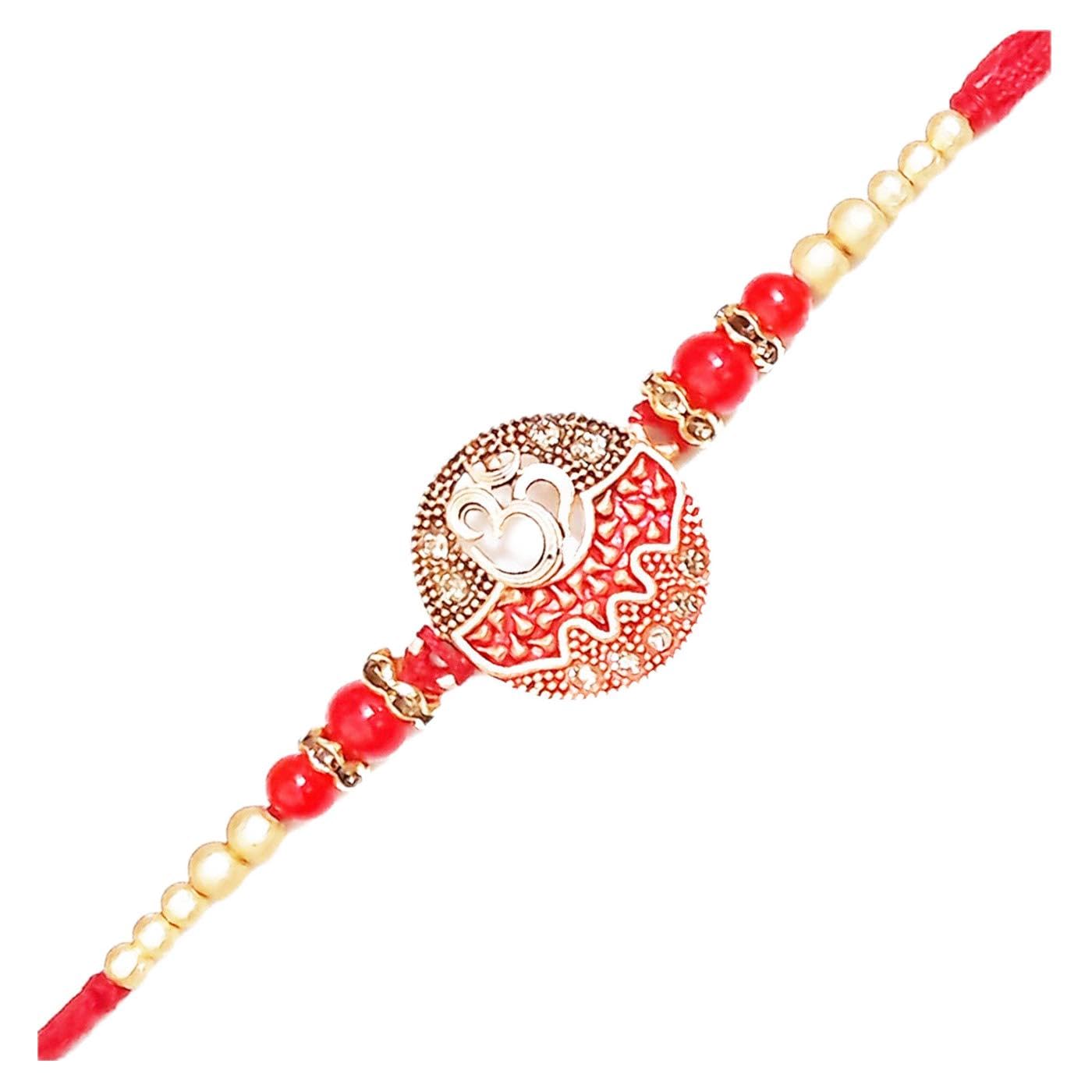 Riddhika Ventures Glorious Gold Plated Auspicious and Diamond Ring Rakhi with Roli Chawal and Greeting Card (P23) (B088D9PV28) Amazon Price History, Amazon Price Tracker