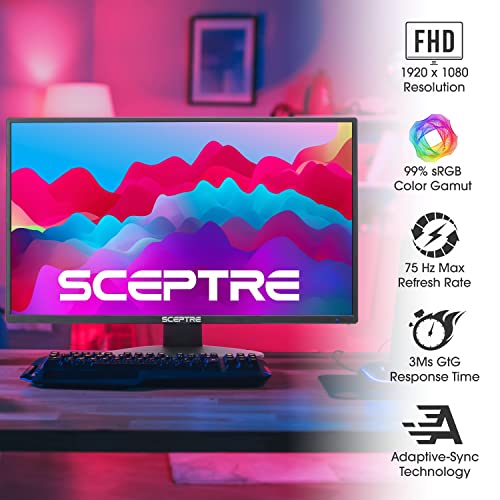 Sceptre 22 Inch 75Hz 1080P Led Monitor 99% Srgb Hdmi X2 Vga Build-In Speakers, Machine Black (E225W-19203R Series) #TOP2