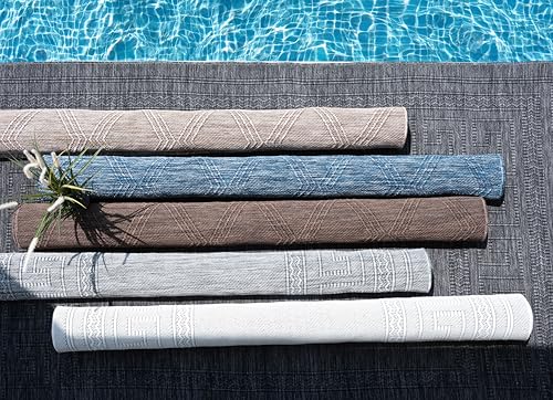 RUGGERRUGS Darla Textured Foldable Indoor Outdoor Rug, 4x6, Weather Resistant, Easy Clean, UV Resistant, Lightweight Contemporary Geometric Patio Carpet for Porch, Deck, Living Room (4' x 6', Gray) - Image 5