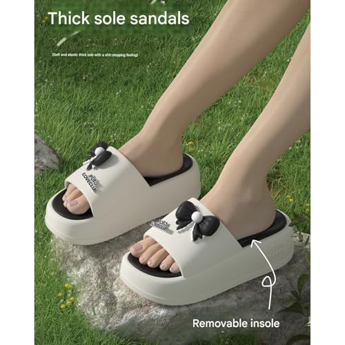 Shower Slippers Bowknot Thick-soled Women's Summer Home Indoor Non-slip Cute Outdoor ls-black-37-382