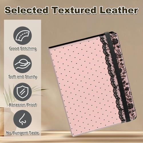 Image of Photo Album 4x6 120 Photos with Strong Elastic Band, Pink Lace Dots | Large Capacity Premium Leather Picture Album, Portable Wallet Albums Photo Book for Family Anniversaries Wedding Baby