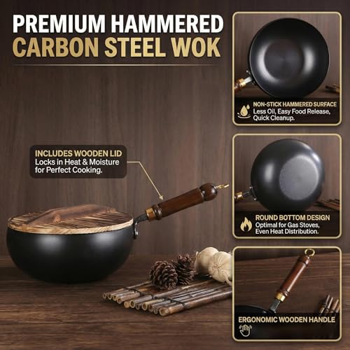 Wok de Hierro Fundido Japonés con Tapa de Vidrio 12'' miniatura 6