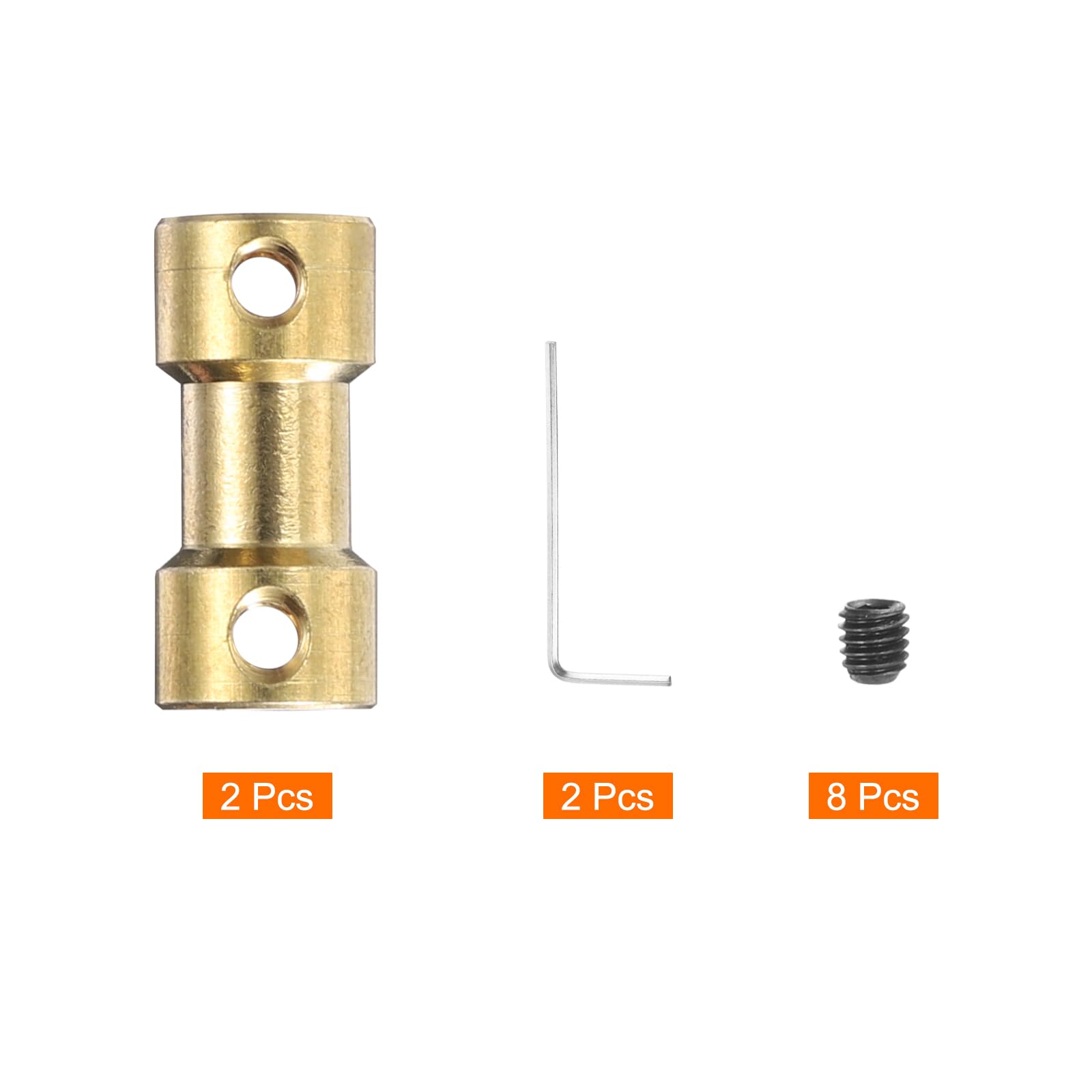 QUARKZMAN 2 Pcs Giunto Di Accoppiamento Albero In Ottone Da 5mm A 5mm Con Viti E Chiave Esagonale Giunto Flessibile Albero Motore Per Ruote Auto Pneumatici Motore