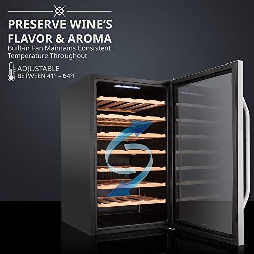 Ivation 51 Bottle Compressor Wine Cooler Refrigerator w/Lock | Large Freestanding Wine Cellar For Red, White, Champagne or Sparkling Wine | 41f-64f Digital Temperature Control Fridge Stainless Steel - Image 3