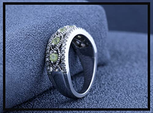 Dazzlingrock Collection Round Gemstone & White Diamond Ladies Anniversary Wedding Band | 925 Sterling Silver4