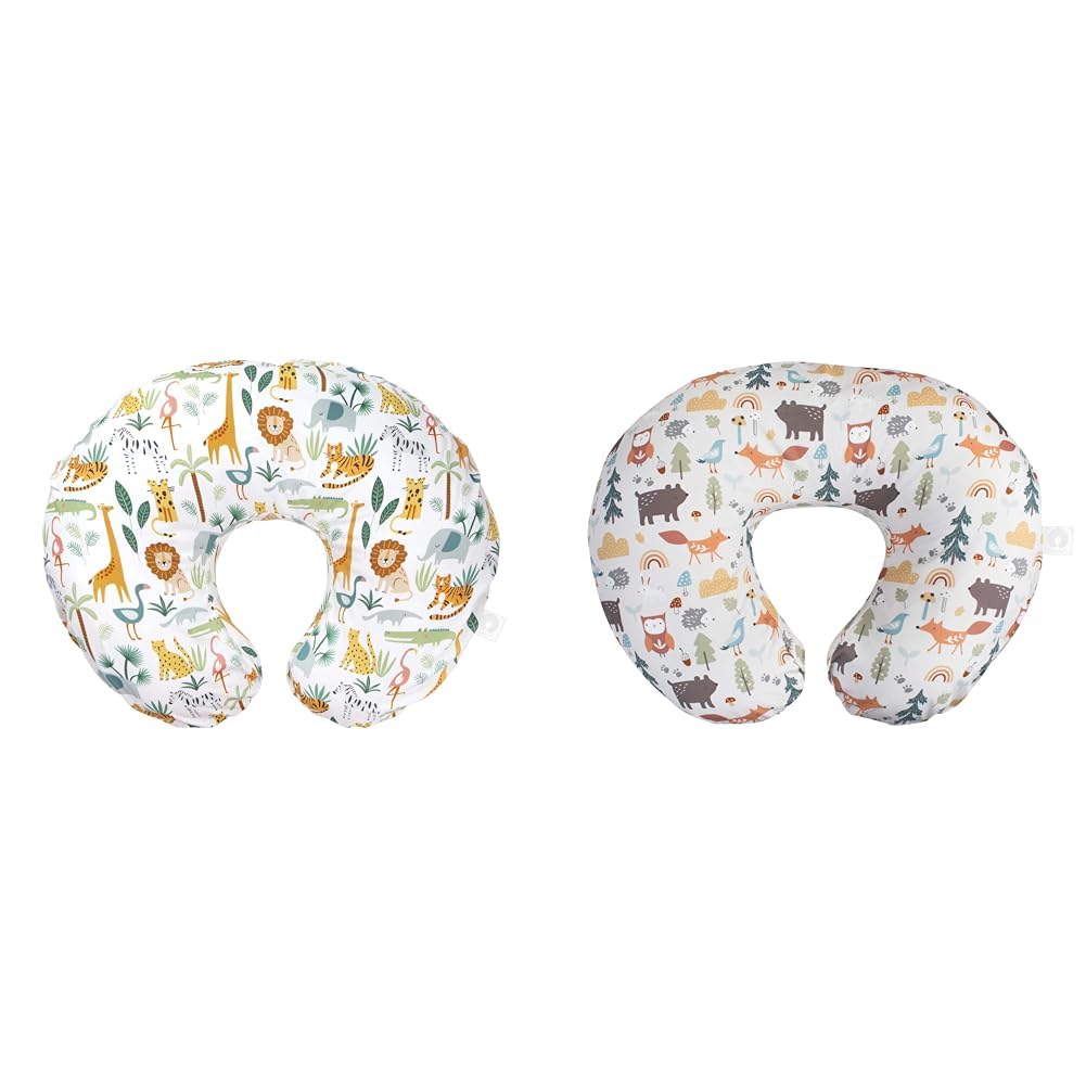 Photo 1 of Boppy Nursing Pillow Original Support Ergonomic Feeding Essentials with Removable Machine Washable Cover + Spice Woodland Cotton Blend Cover