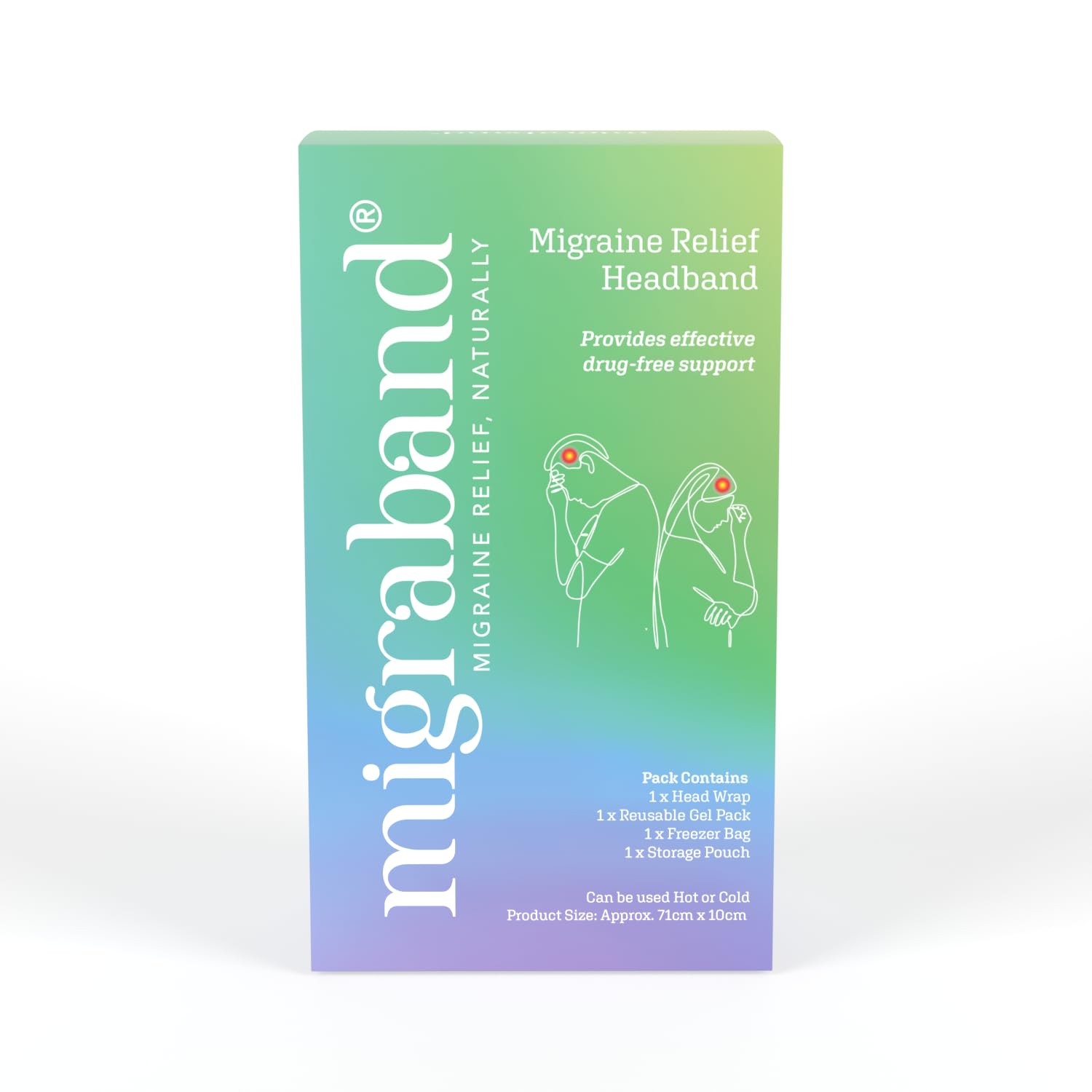 Diadema de compresión para aliviar la migraña con paquete de gel caliente/frío