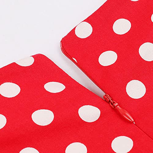 Killreal Women's Sleeveless Christmas Party Polka Dot Cocktail Dress for Holiday Black/Red Large