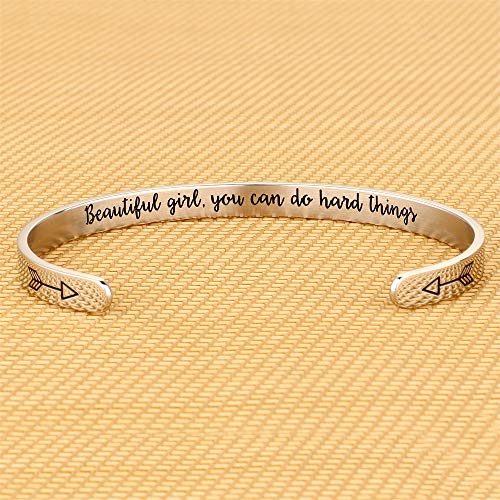 M Mooham Teen Girls Bracelet, Inspirational Gifts For Teenage Girls Bracelet Jewelry Graduation Gifts For Her, Beautiful Girls You Can Do Hard Things #TOP3