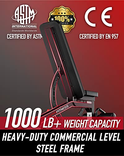 Image of Adjustable Weight Bench, Commercial Grade 1200LB Workout Bench Press Set for Home Gym Strength Training Exercise, Incline Bench with 12+3 Adjustable Backrest&Seat Positions for Full Body Fitness