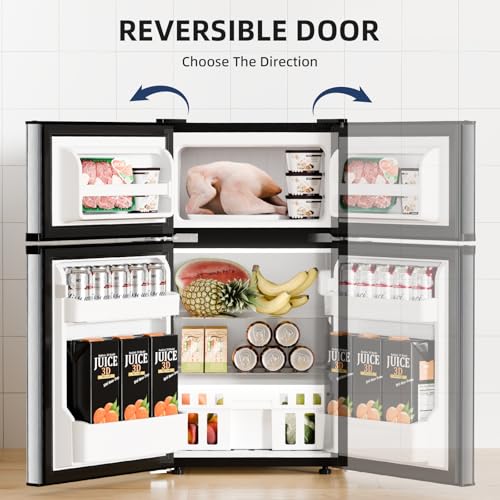 Image of Antarctic Star 3.1 Cu.Ft.Compact Refrigerator,Mini Fridge with Freezer,2-Door with Adjustable Removable Shelves For kitchen /Apartment /Dorm /Office,SILVER