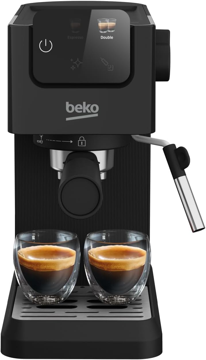 Beko CEP5302B - Macchina Caffè Espresso Manuale, Montalatte Integrato, 1,1 L, 15 bar - Nero, 14,5 x 42,5 x 35,5h cm