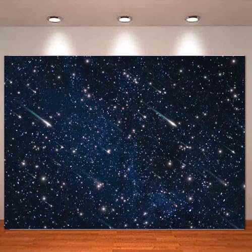 7x5FT Night Sky Star Meteor Universe Space Starry Photo Backdrop Galaxy Stars Children Birthday Party Photography Background Decorations Polyester Fabric Supplies Banner