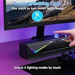 AOC Bluetooth 5.3 Haut-parleurs d'ordinateur Détachable Soundbar & Modes stéréo RGB Jeu PC Conférenciers USB Commande tactile motorisée 10W pour Ordinateur portable de bureau Monitor PS5 Commutateur Xbox