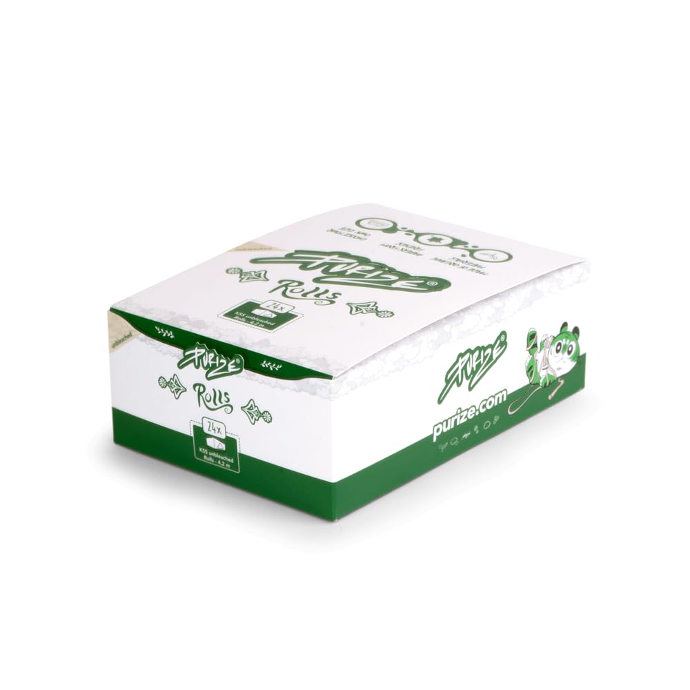 PURIZE® Brown Rolls Box - 24 x 4 Meter - Endless-Papers Roll - Ungebleichte, organische und geschmacksneutrale Paper Rolls